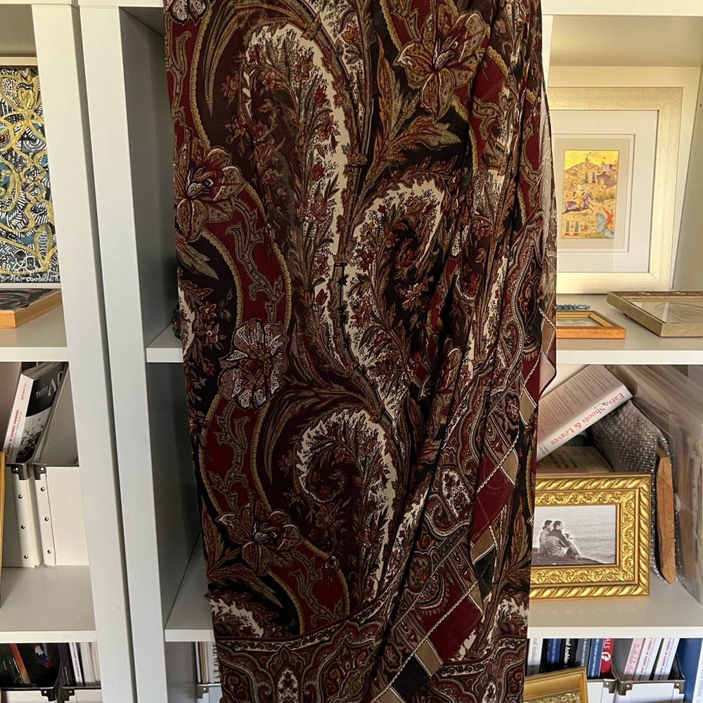 Emanuel Ungaro Silk Burgundy Paisley Skirt